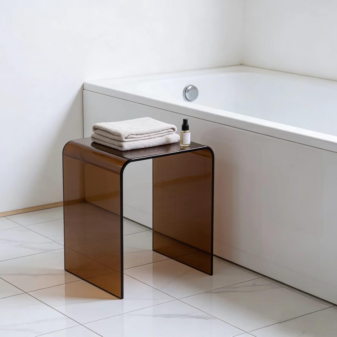 Clear Acrylic End Table with Rounded Edges,18' H Small Side Table,Acrylic Side Table for Living Room, Night Stands for Bedrooms,Modern Occasional Tables (12' D x 16' W x 18' H) (Black Brown)