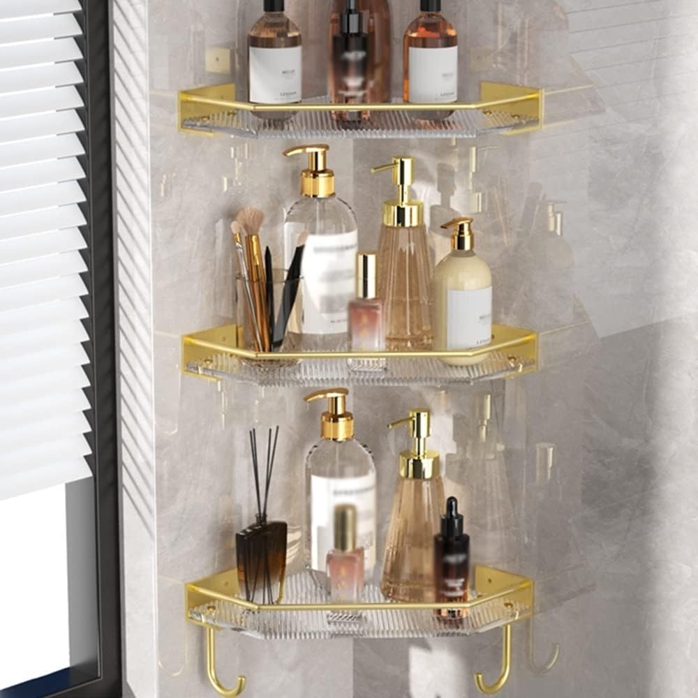 Corner Shower Caddy - Wall Mounted Acrylic Shower Shelves, Bathroom Storage Organizer for Efficient Shower Organization