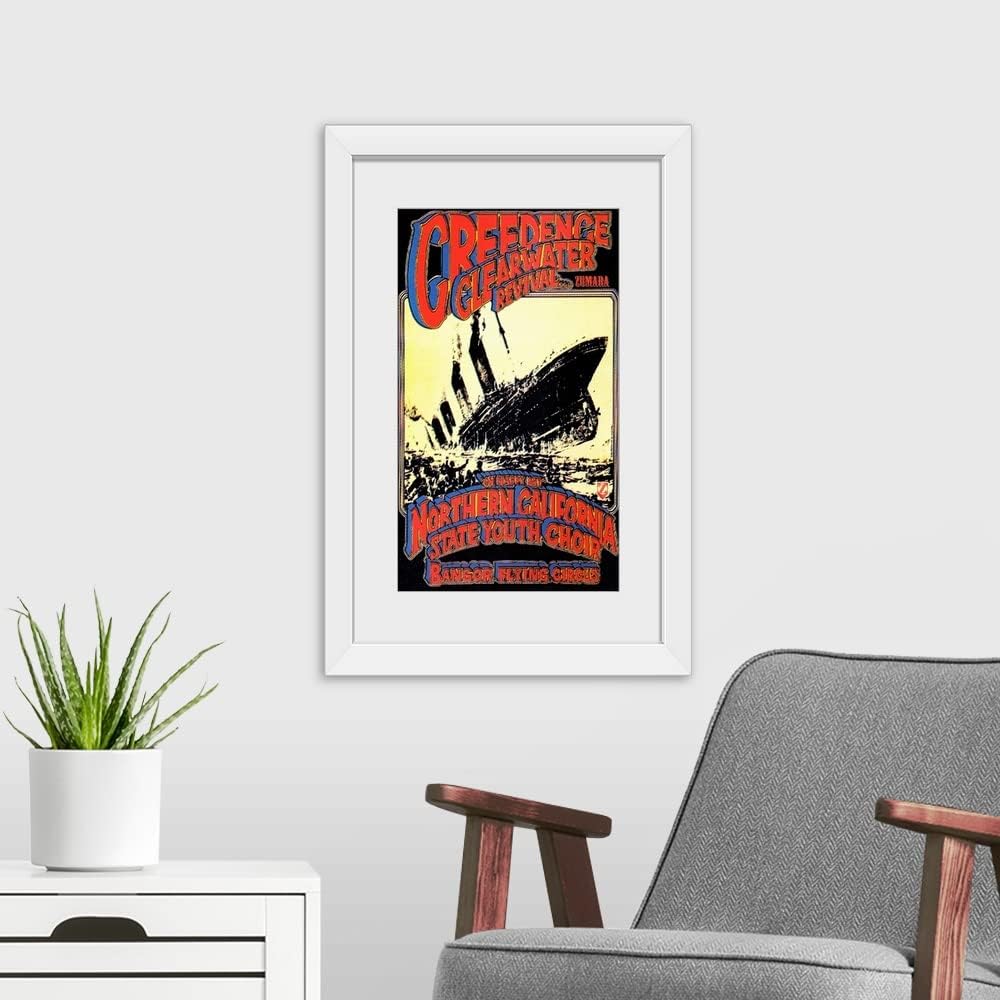 GREATBIGCANVAS Creedence Clearwater Revival Poster White Framed Wall Art Print, Classic Rock Artwork