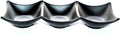 Lucky Star Melamine 3-Compartment Divided Soy Sauce Dishes Wasabi Sushi Sashimi Rectangular Plastic Dipping Plates, 7-7/8' X 2-3/4', Black (40)