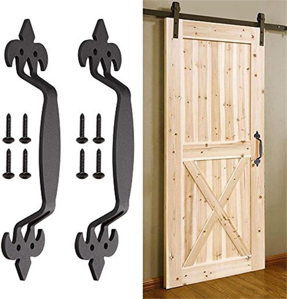 2 Pcs 11 Inch Sliding Barn Door Handle Vintage Heavy Duty Pull Set for Gate Kitchen Furniture Cabinet Closet Drawer Screws Inclu