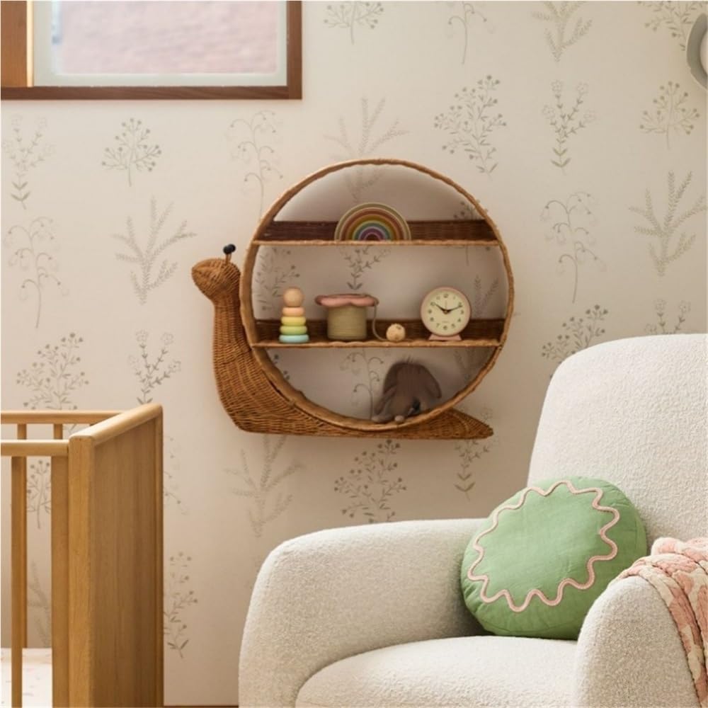 Creative Wall-Mounted Cup Rack, Book Storage Rack, Rattan Display Rack, Suitable for Bedroom, Living Room, Restaurant, Store Decoration