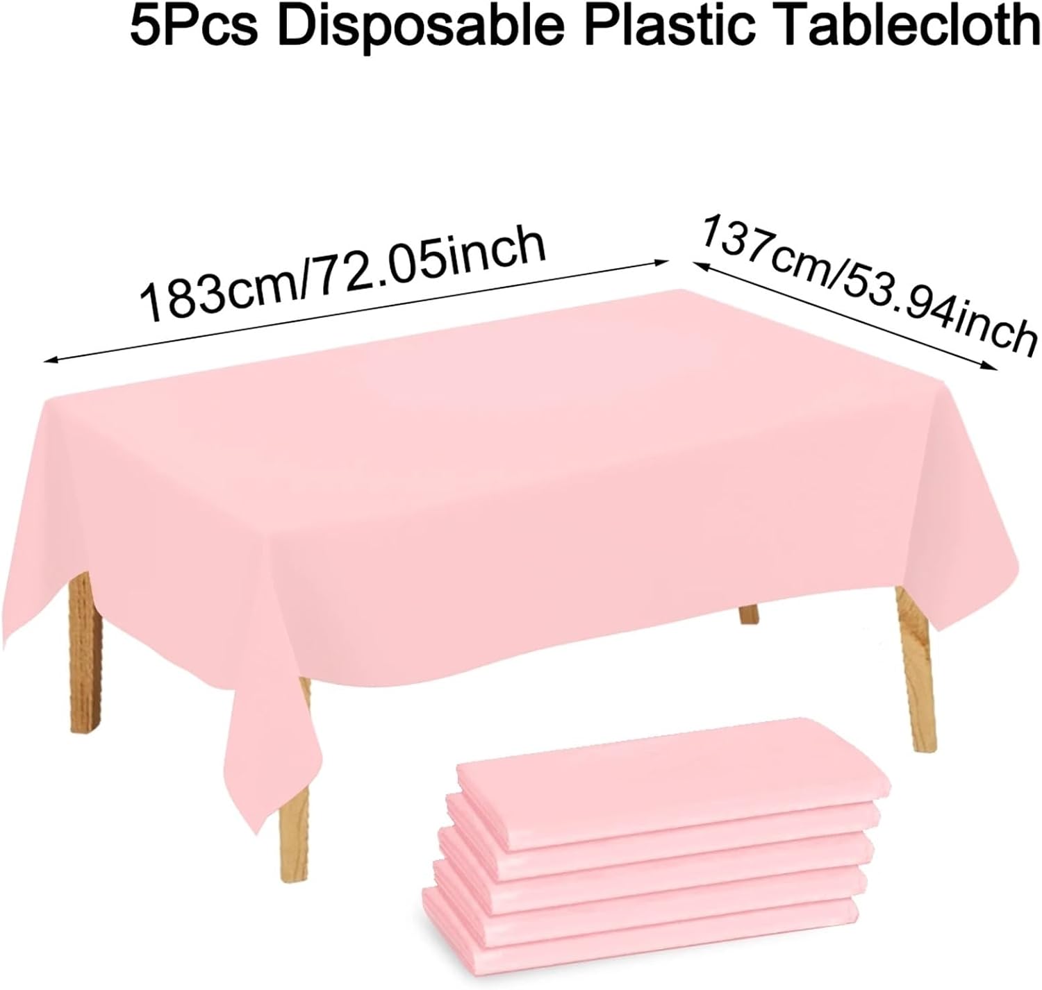 Disposable Plastic Tablecloths 15Pcs183×137cm Solid Pink Tablecovers Plastic Tablecloth for Wedding Decoration Girls Adult Birthday Party Supplies Table Decor