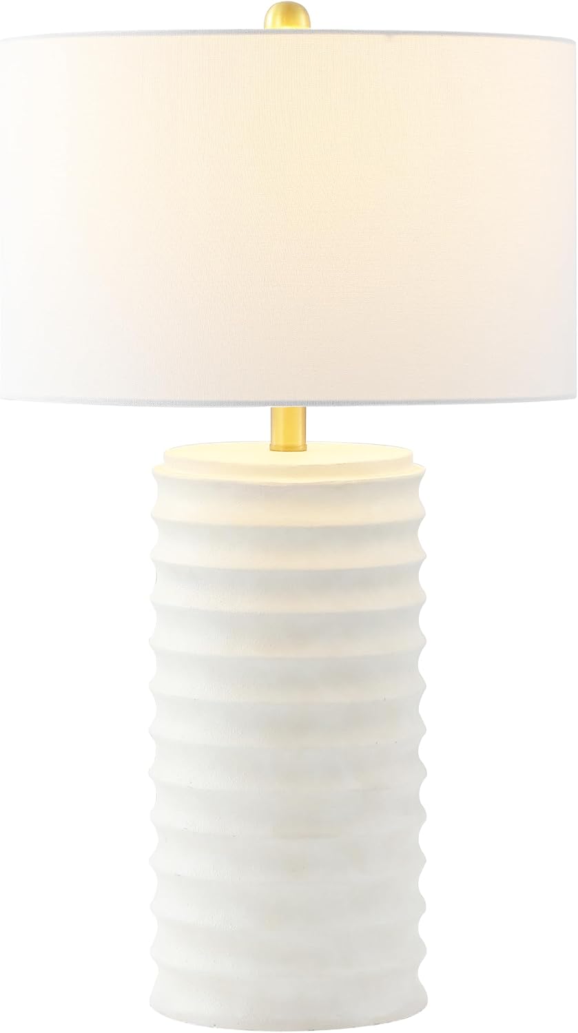 SAFAVIEH Lighting Collection – Melina Bone & White Washed Distressed 29-Inch Table Lamps, Set of 2, Rustic Farmhouse Design with LED Bulbs Included (TBL4121B-SET2)