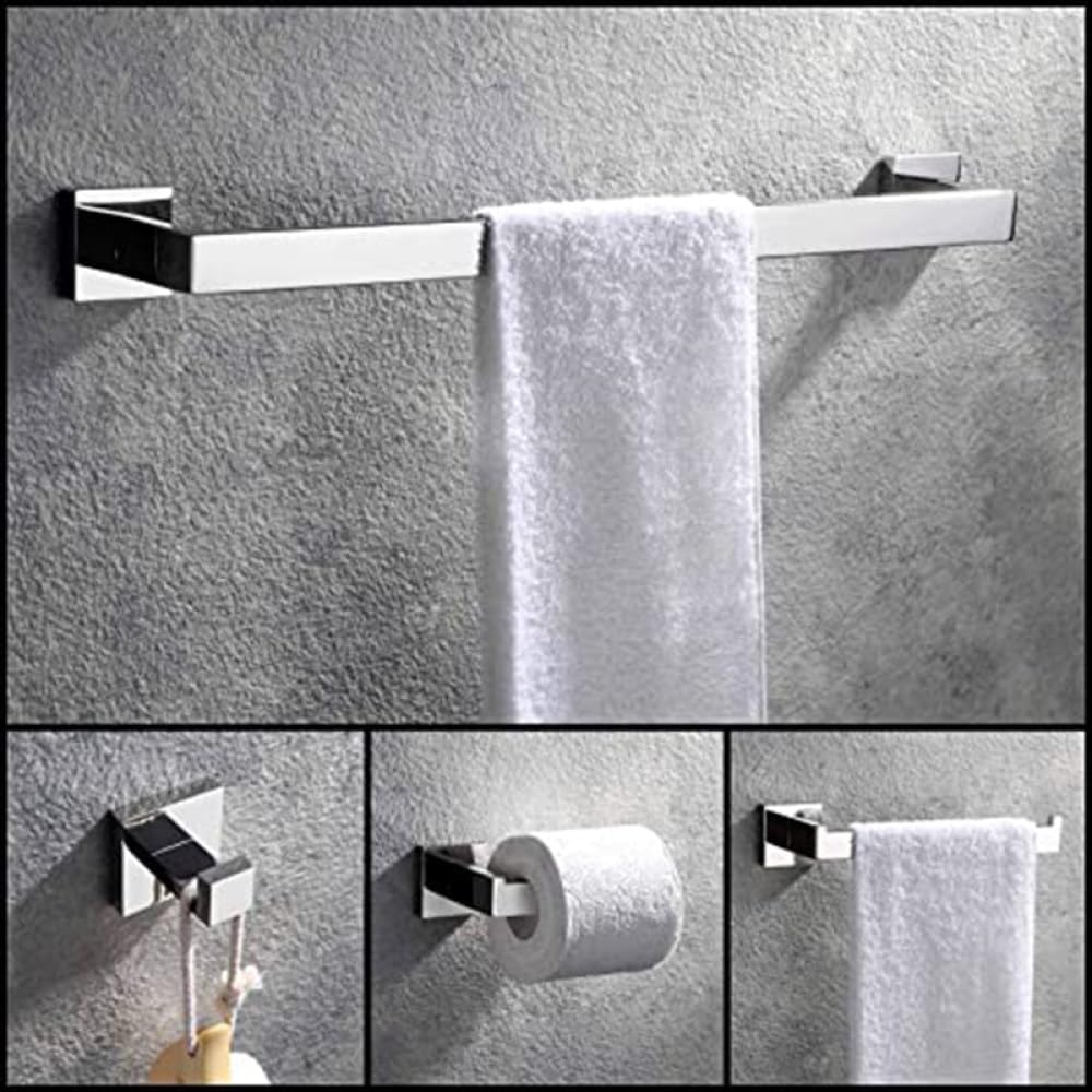 Bathroom Hardware 304 Stainless Steel Chrome Towel Rack Toilet Paper Holder Liquid Soap Holder Towel Bar Toilet Accessories Sets,CS 4 Suit kit.