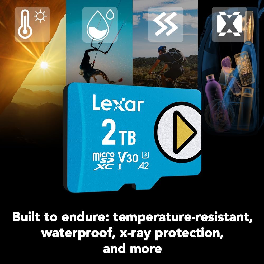 Lexar 2TB Play Blue Micro SD Card, UHS-I, C10, U3, V30, A2, 4K, Up to 160MB/s microSDXC Memory Card, Expanded Storage for Nintendo-Switch 1, Gaming Devices, Smartphones, Tablets (LMSPLBL002T-BNNNU)