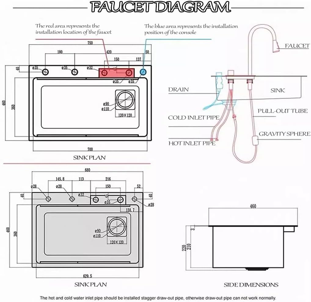 Generic Stainless Steel Waterfall Kitchen Sink with 3-in-1 Faucet Multifunctional Single Bowl Sink with Drainage Basin, Drainage Basket, Cutting Board, Cup Washer, Drainage Cponent (Color : Black Gr