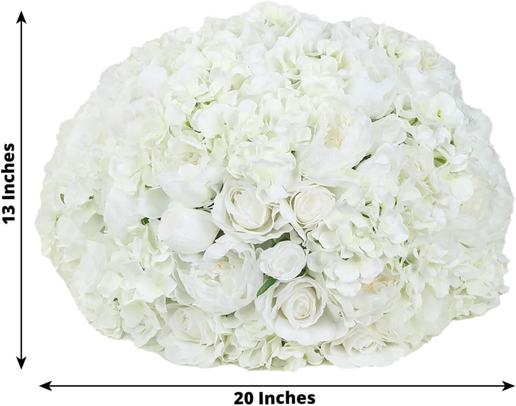 Efavormart 20 inch Ivory Pre-Arranged Artificial Rose Flower Ball, Large High-Density Silk Rose Centerpiece Arrangement for Classic Wedding Staging and Floor Vases