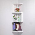Wall Shelf Floating Corner Shelves for Wall Decor Storage, Solid Wood Wall Storage Shelves Rack 3 Tiers, Wall Mounted Wood Shelves for Home Decor, Bedroom, Living Room, B(White-Small)