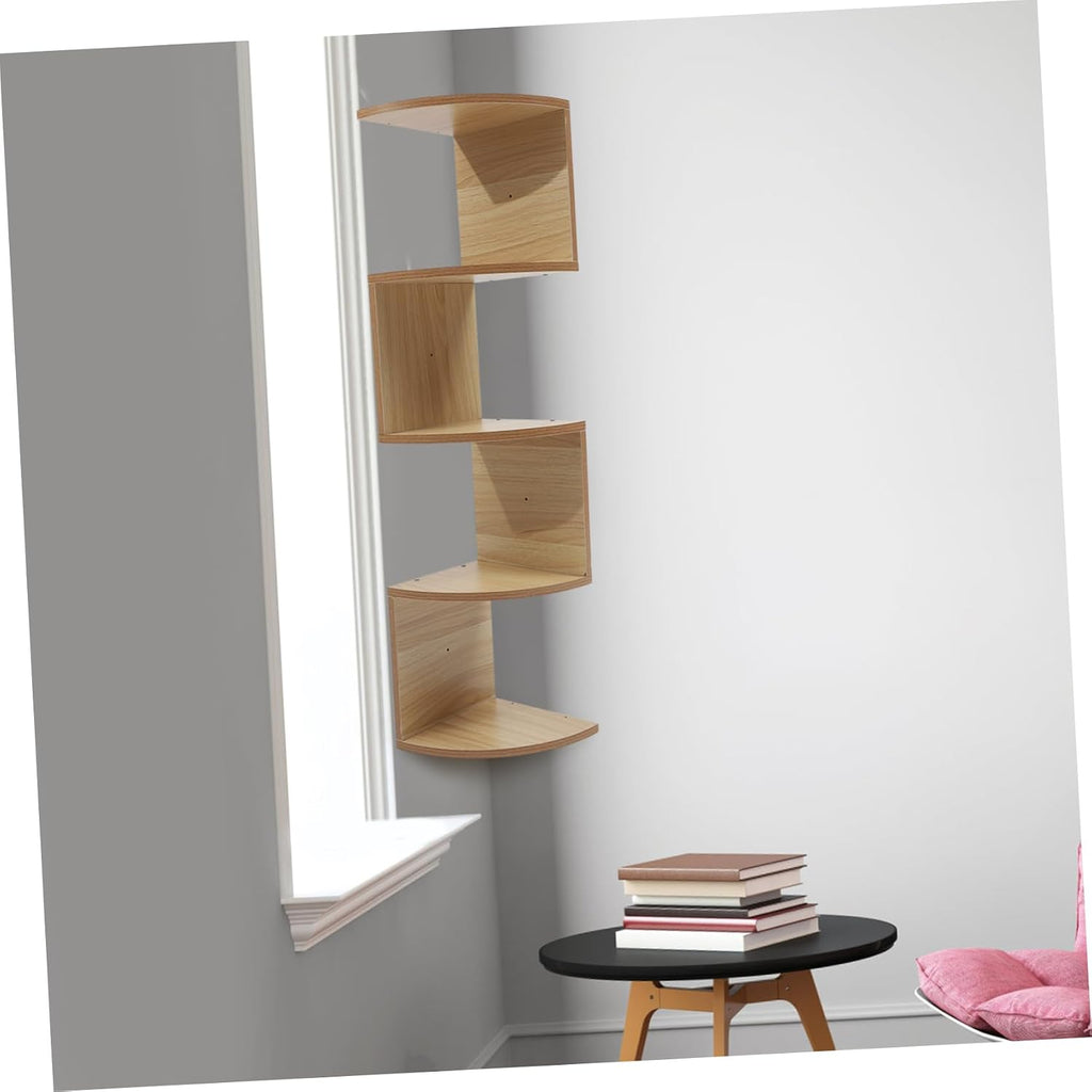 1set Creative Wooden Wall-Mounted Storage Rack Corner Shelf for Home Decor Elegant Display for Bedroom Kitchen Office and Bathroom Space-Saving Design Light Walnut Finish