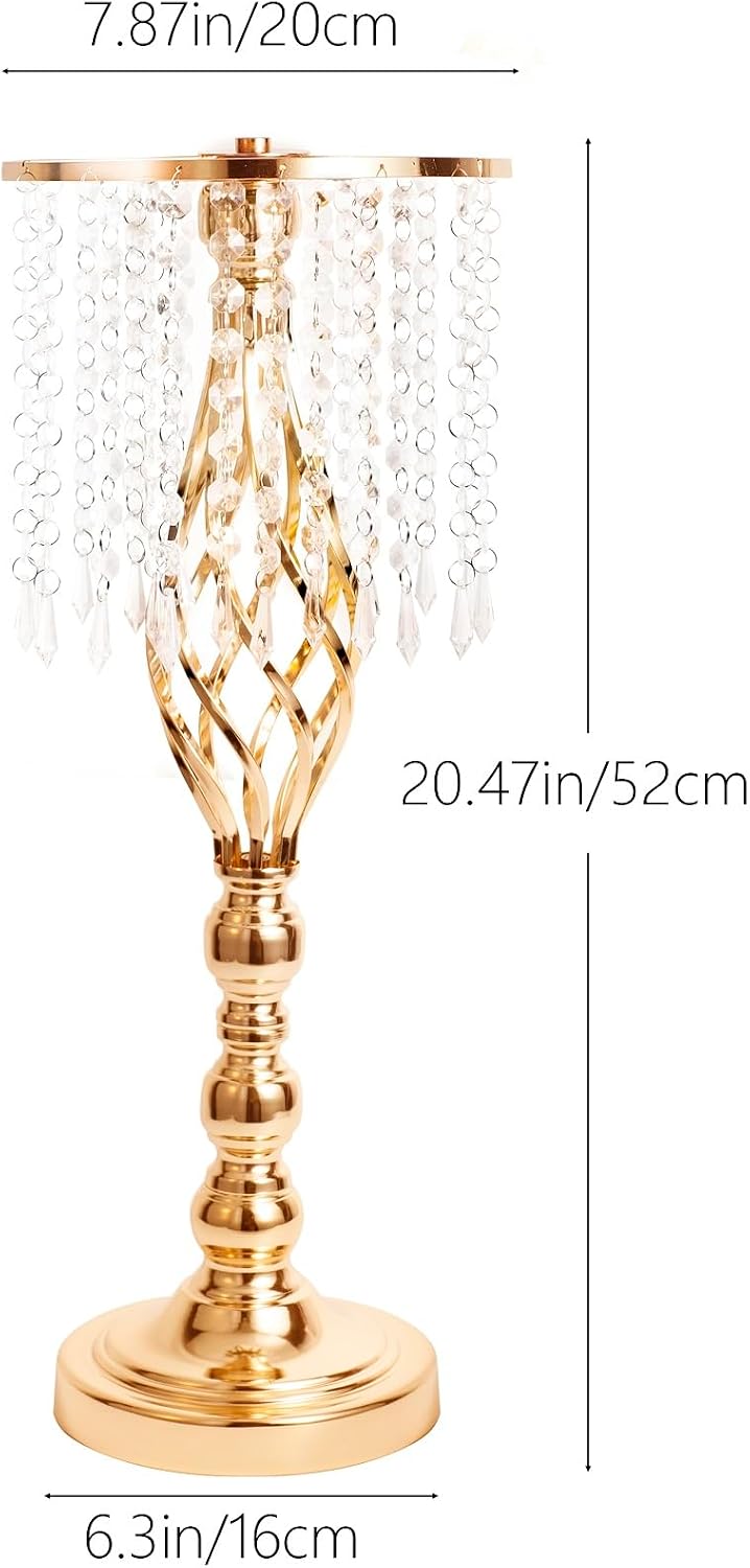 Metal Flower Stands with Crystal Beads - Wedding Centerpieces for Table Decorations, Elegant Metal Flower Arrangement Stands, Flower Vases for Wedding Party Celebration Home Decor (Gold-10pcs)