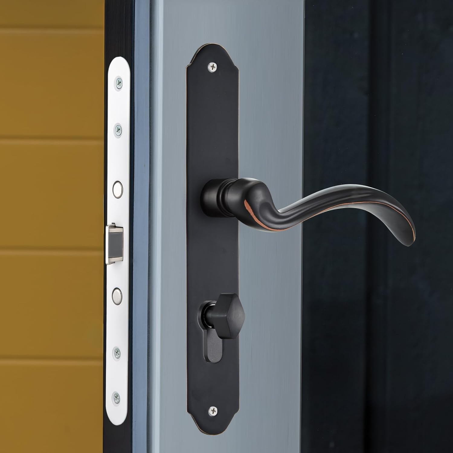 MaxxGeek Storm Door Handle Accessory Set fit Pella Storm Door Handle Replacement Part, with Key and Lock Cylinder (Oil-Rubbed Bronze)