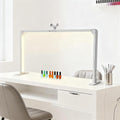 Foldable Nail Light for Desk, LED Manicure Lamp with Phone Holder, Tri-fold Lash Arc Light, 3000-6000K Color Temperature, 48W, 0-100% Adjustable Brightness, Makeup Desk lamp(White)
