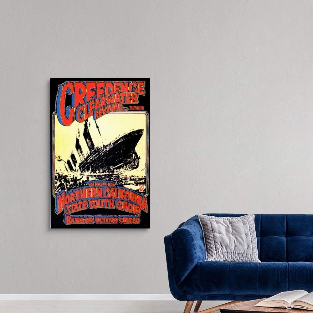 GREATBIGCANVAS Creedence Clearwater Revival Poster Canvas Wall Art Print, Classic Rock Home Decor Artwork, 32'x48'