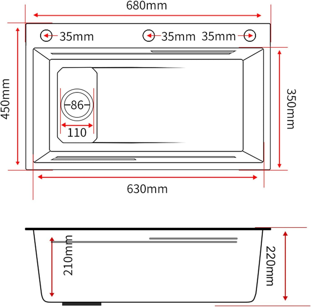 JATIBOSH Kitchen Sink Single Bowl Sink Stainless Steel Workstation with Pull-Out Faucet Dark Grey Kitchen Sink (Size : 68x45CM)