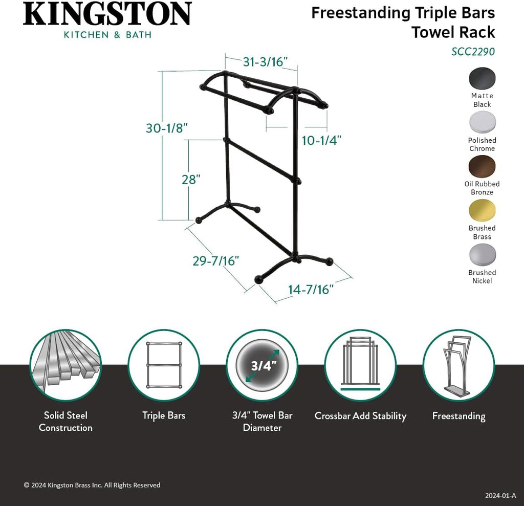 Kingston Brass SCC2297 Edenscape Freestanding Towel-Rack, Brushed Brass 31.19 x 14.44 x 30.13