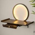 Wall-Mounted Buddha Statue Stand with LED Light Household Small Buddhist Shrine Altar Table with Retractable Pull Plate Bamboo Prayer Offering Table Wall Altar Shelf for Incense Offerings.(Walnut,50X2