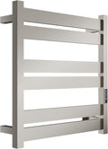 ANZZI Starling 6-Bar Wall Mounted Brushed Nickel Towel Warmer, Energy Efficient 80W Electric Plug in Heated Towel Rack for Bathroom, Stainless Steel Towel Heater Rail Quick Towel Dryer, TW-AZ025BN