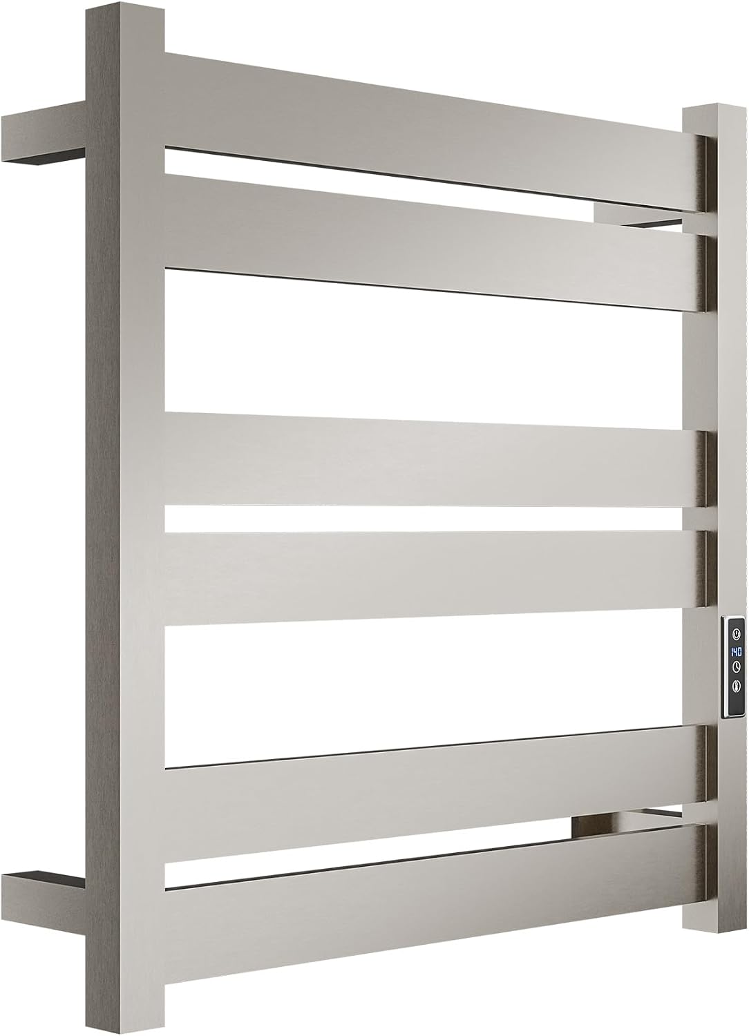 ANZZI Starling 6-Bar Wall Mounted Brushed Nickel Towel Warmer, Energy Efficient 80W Electric Plug in Heated Towel Rack for Bathroom, Stainless Steel Towel Heater Rail Quick Towel Dryer, TW-AZ025BN