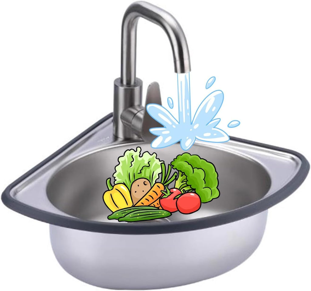 Stainless Steel Single Bowl Sink, Wall-Mounted Thick Wash Basin,Portable Hand Washing Station, Corner Sink for Washing Food Prep (Color : Silver, Size : B1(34x34cm)) (Silver B2(34x34cm))