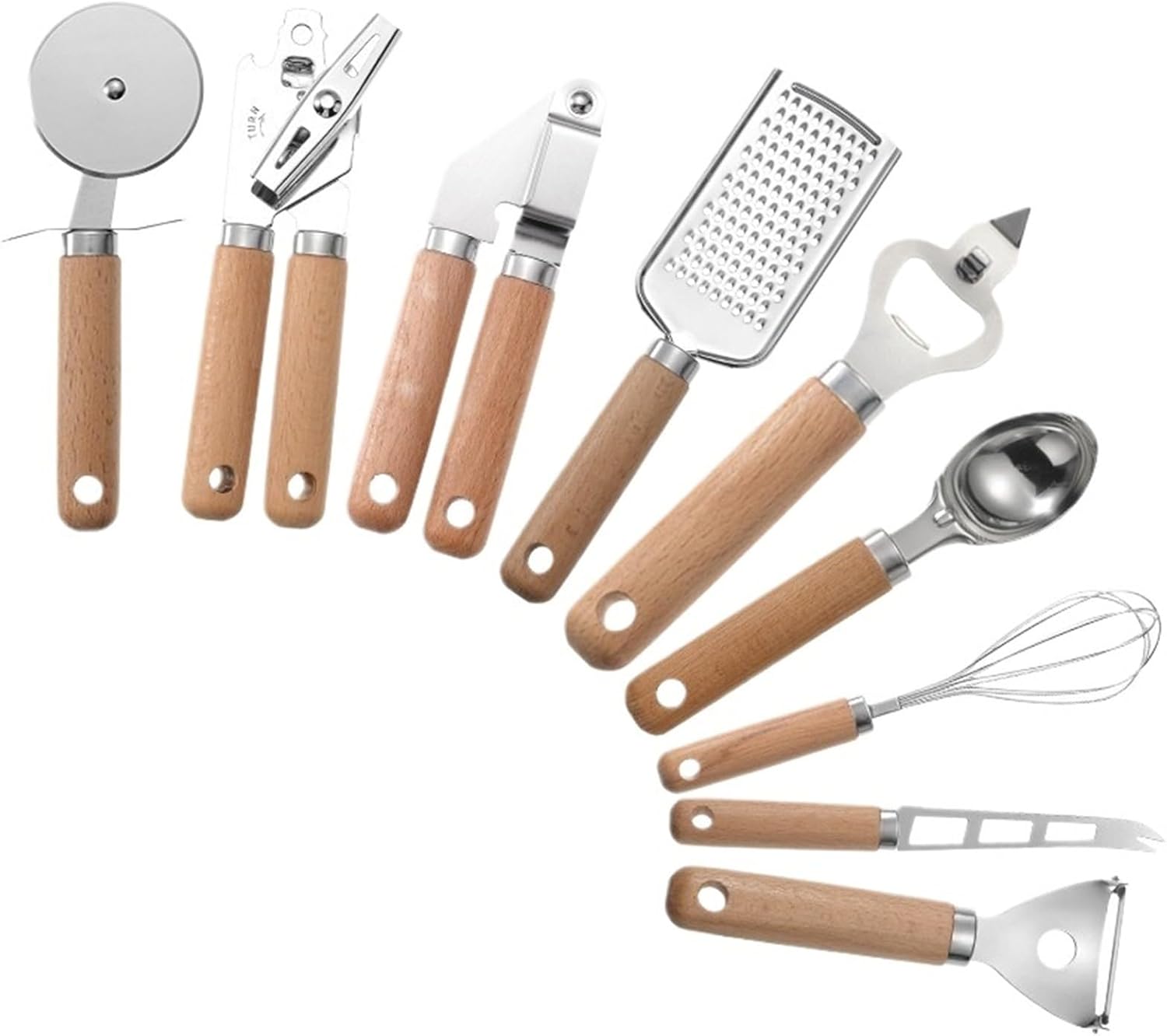 Cooking Utensils Set with Wooden Handle Can Opener Baking Tool Pizza Peeler Cheese Knife Kitchen Gadget