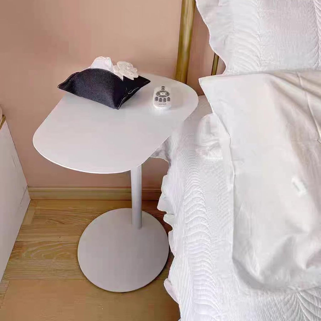 C-Shaped Side Table, Iron End Table for Couch Sofa and Bed, Small Metal White Side Tables for Living Room Bedroom (White, High-27.6in/70cm)