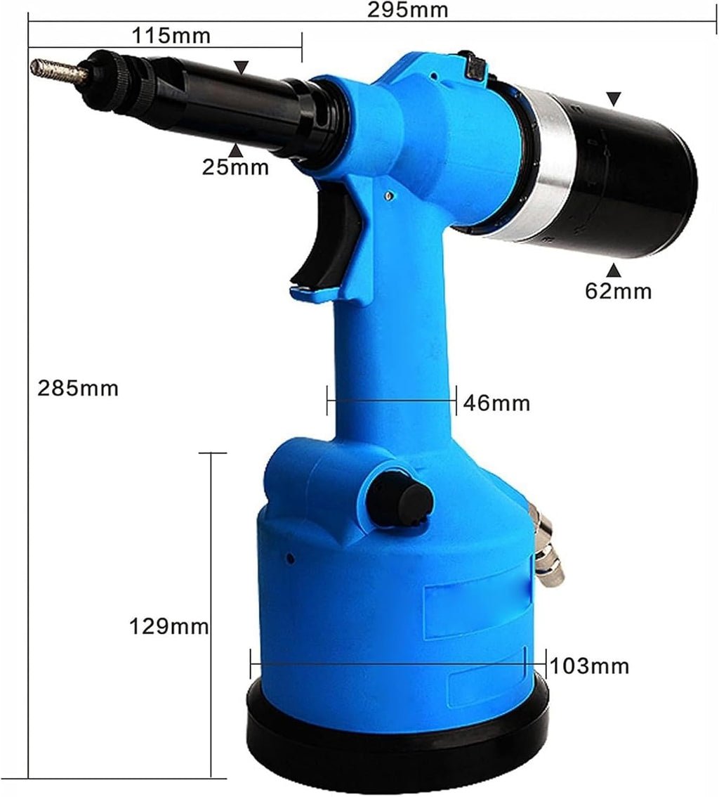 Heavy Duty Air Hydraulic Rivet Nut Tool Kit, Pneumatic Air Riveter, Powerful Pop Rivet Gun with 7 Nosepieces incl.M3-M12, 19.1kN working tension for Mechanic Tool, Construction, Home Improvement