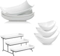 Gomakren 3 Tier Serving Trays Stand & Serving Bowls with Handles & Serving Platters Decorative Dish White 12 Inch