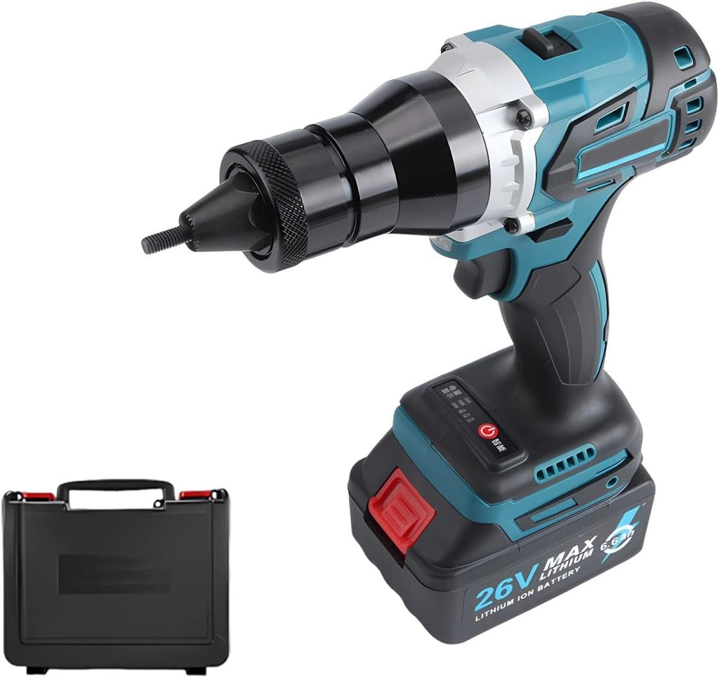 Nutsert Kit Cordless Insert Installation Tool, Brushless Rivet Gun with 26v 6600mah Battery, for Aluminum & Iron Rivet Nuts and Easy Assembly & Fastening(6.6Ah)