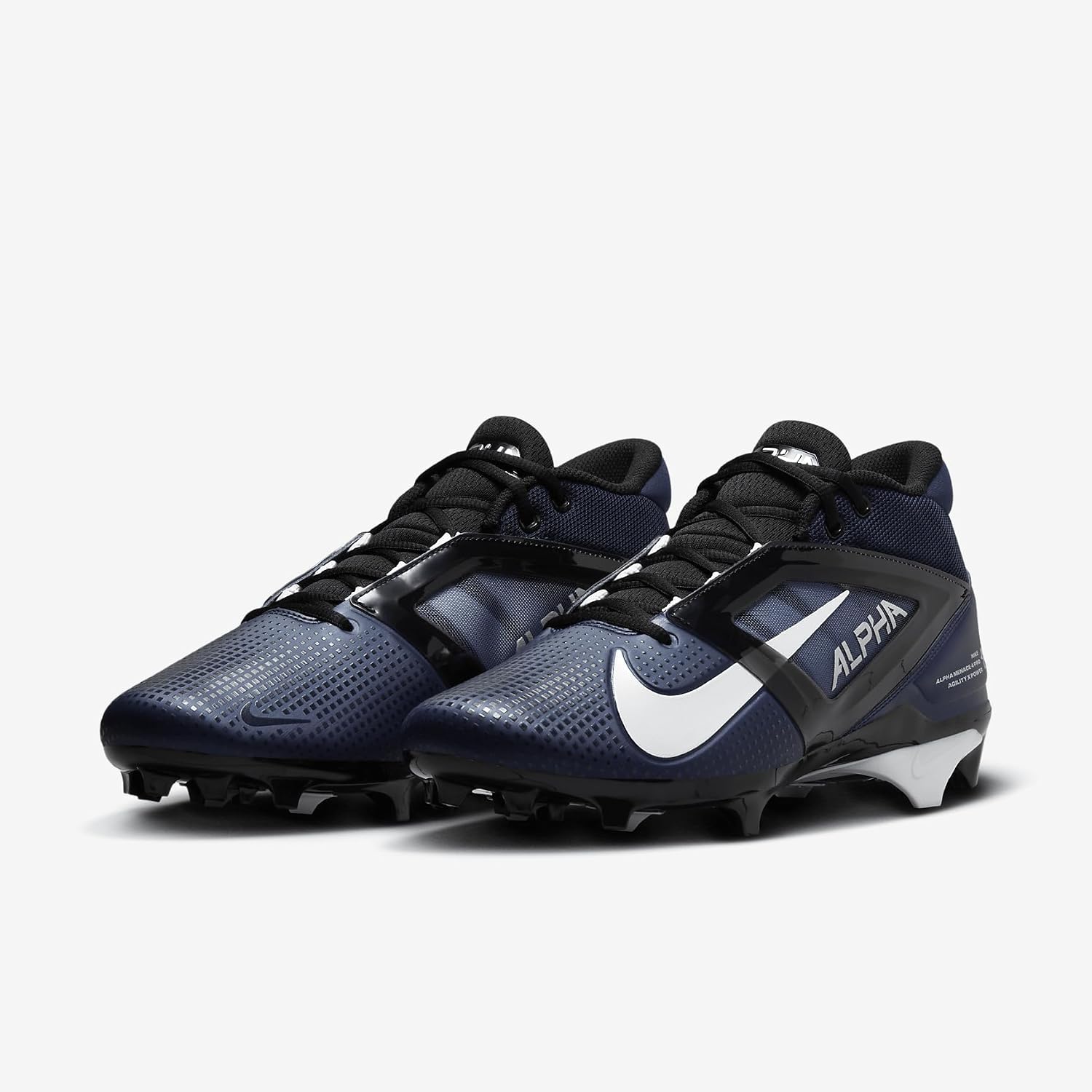 Nike Alpha Menace 4 Pro Football Cleats (FD7037-401, Midnight Navy/Metallic Silver) Size 11