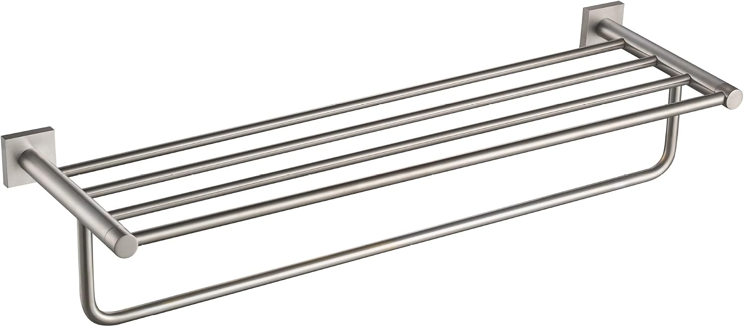 KRAUS Ventus Bathroom Shelf with Towel Bar, Brushed Nickel Finish, KEA-17742BN