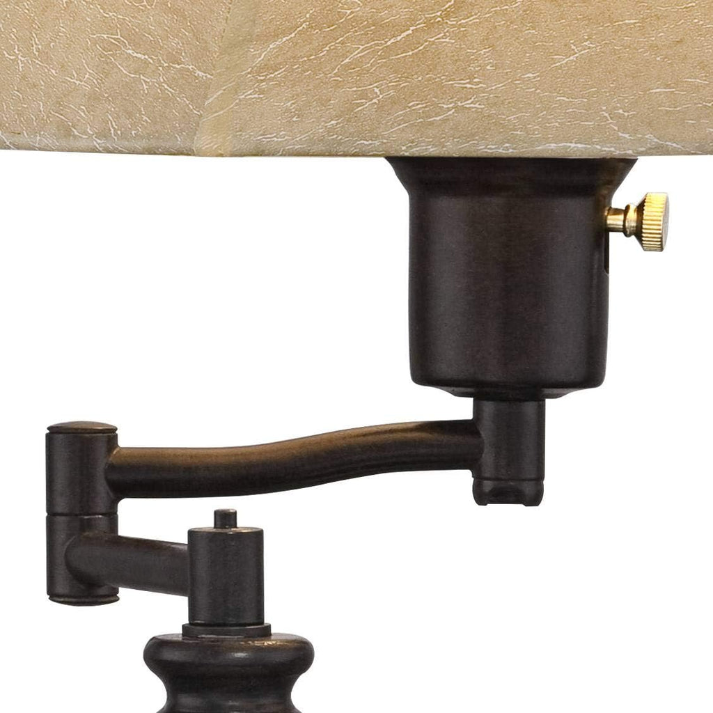 Regency Hill Corey Hill Traditional Rustic Natural Cottage Swing Arm Desk Table Lamps 21.75' High Set of 2 with USB Charging Port Bronze Metal Faux Leather Bell Shade for Living Room Bedroom