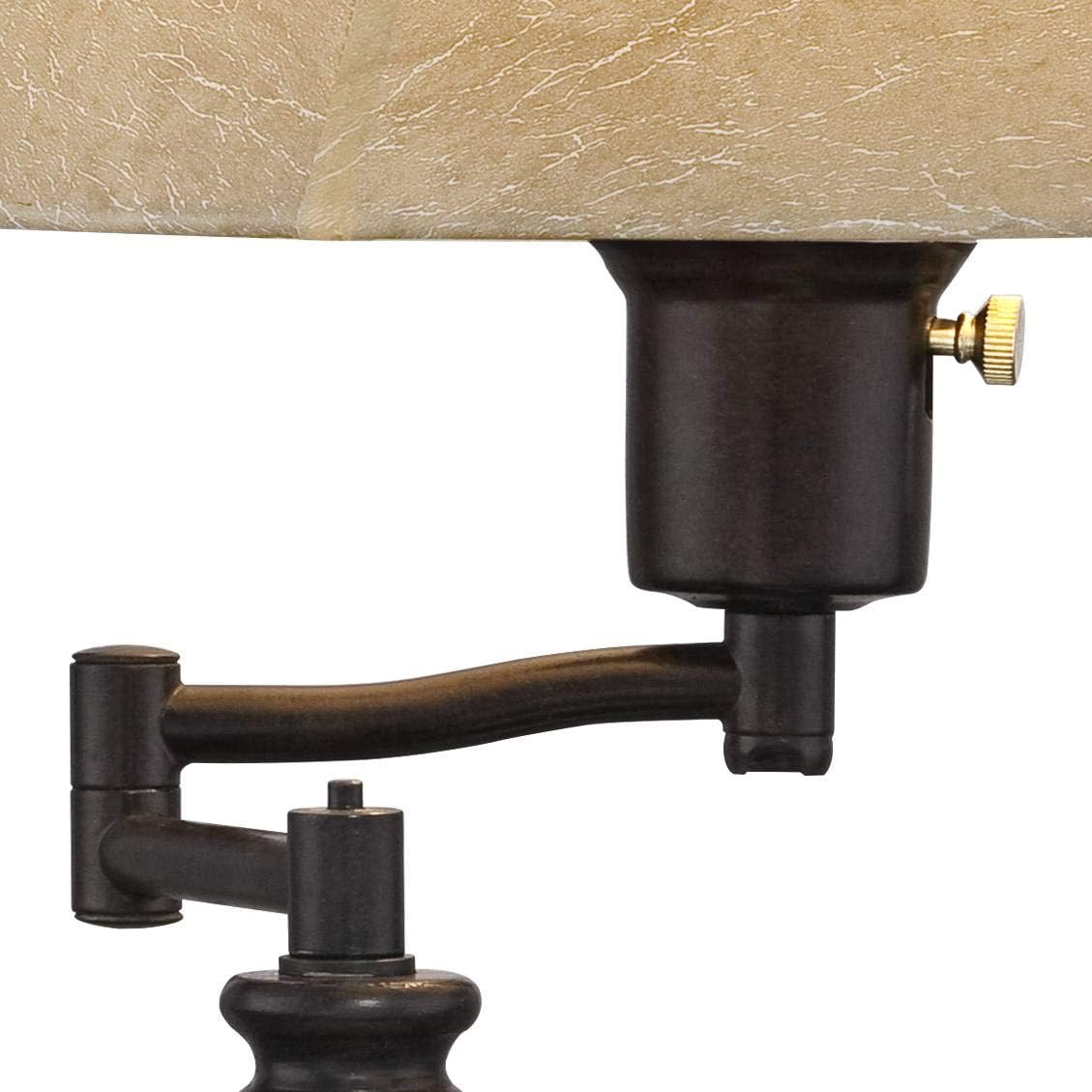 Regency Hill Corey Hill Traditional Rustic Natural Cottage Swing Arm Desk Table Lamps 21.75' High Set of 2 with USB Charging Port Bronze Metal Faux Leather Bell Shade for Living Room Bedroom