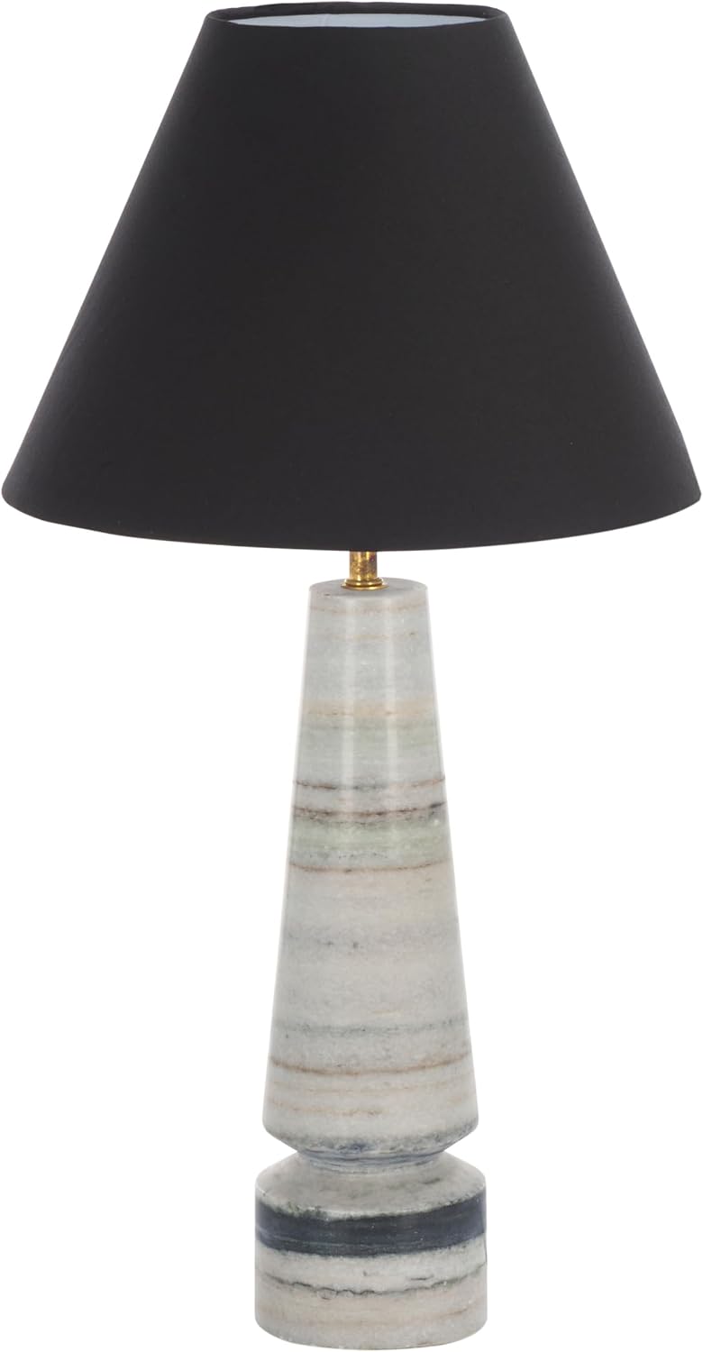 SAFAVIEH Lighting Collection Jules White & Black Marble 22-inch Table Lamp for Bedroom, Living Room, Home Office, Desk, Nightstand