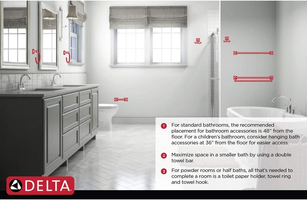 DELTA FAUCET 79924-KS Pivotal Wall Mounted 24 in. Towel Bar in Black Stainless Steel