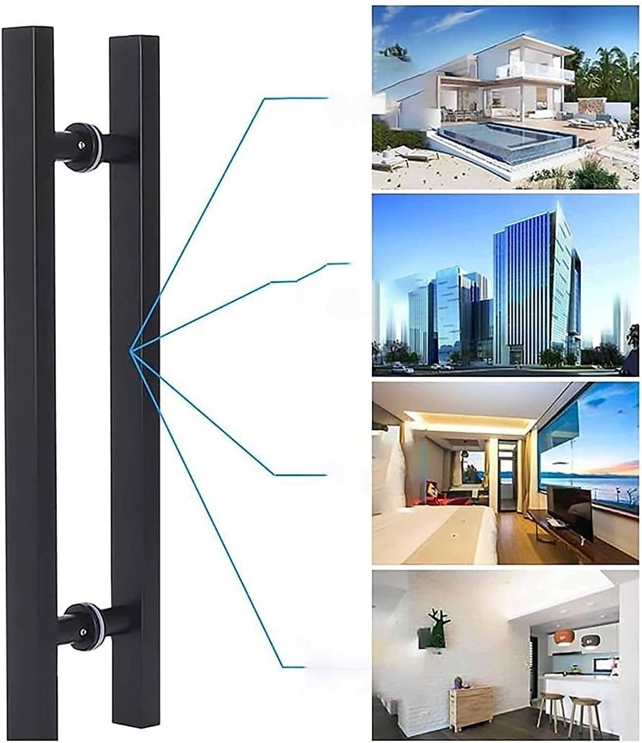 Door Handles Glass Door Handle Gold Stainless Steel Square Tube T Bar Door Pull Handles Shower Door Handle Sliding Door Wooden Door Barn Door Handle/100 * 70C(120 * 90cm