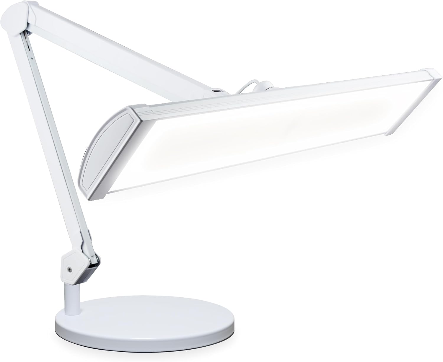 Neatfi Ultra 3,500 Lumens LED Desk Lamp with Base– 45W, 270 SMD LEDs, Shadow-Free | Adjustable Brightness | Non-Flickering Task Light for Nail, Craft & Office (White-3, 26-Inch Wide Shade)