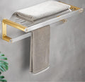 Brushed Gold Metal Bathroom Towel Rack Wall Mounted Acrylic Easy Clean Phone Holder Fashion Bathroom Accessories Set,Towel Rack