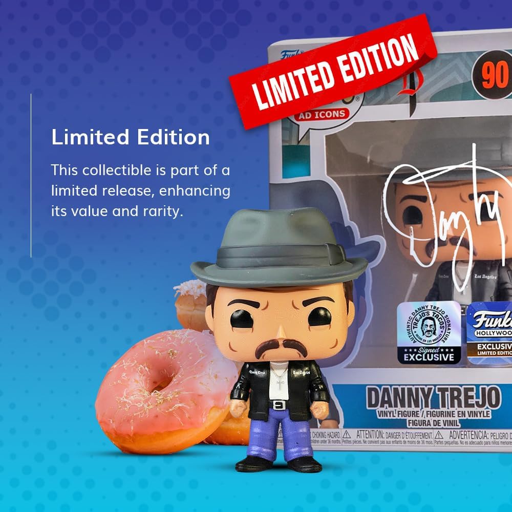 Trejo's Tacos Funko Pop #90 Vinyl Figure Signed by Danny Trejo - Limited Edition Hollywood Exclusive Hand-Inscribed Collectible - Includes Authenticity Sticker - Rare Display Box Item for Fans