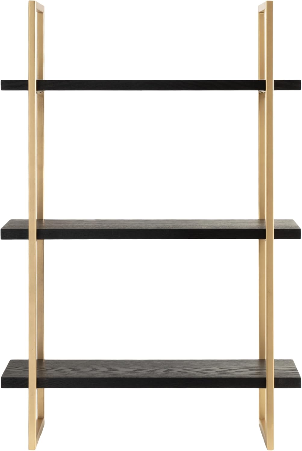 Kate and Laurel Leigh Modern 3 Tier Wall Shelf; 20 x 7 x 30; Black and Gold; Decorative Contemporary Glam Multi-Tiered Shelf Wall Organizer for Storage and Display