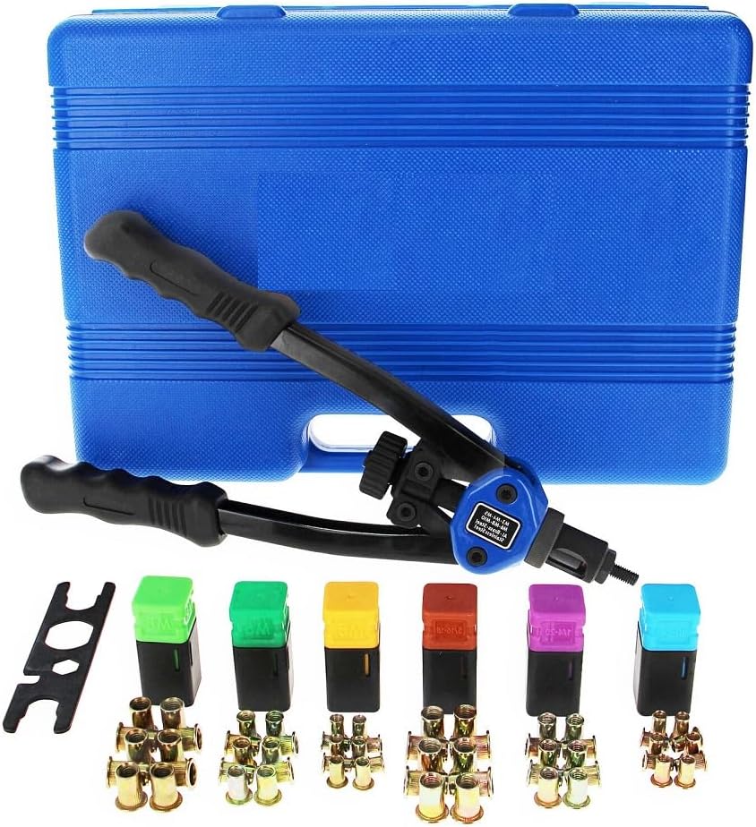 NEW 67pc Pop Rivet Gun Kit - Rivet Setting Tool with Changeable Threaded Rivets