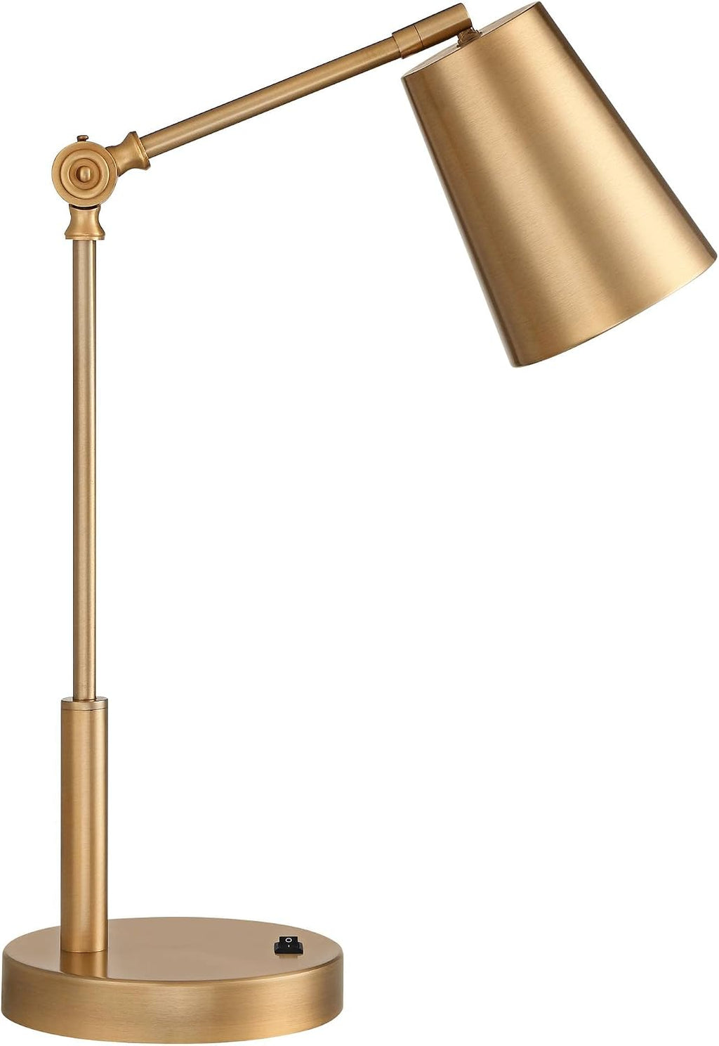 360 Lighting Sully Mid Century Modern Industrial Desk Table Lamp with USB and AC Power Outlet 23.5' High Antique Brass for Living Room Bedroom House Bedside Nightstand Home Office Reading