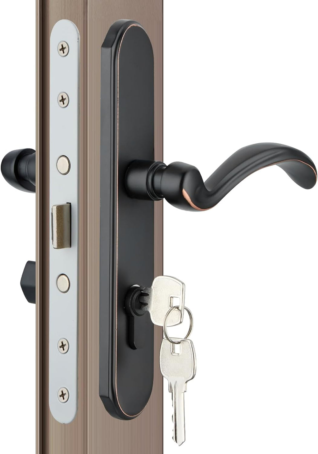 MaxxGeek Storm Door Handle Accessory Set fit Pella Storm Door Handle Replacement Part, with Key and Lock Cylinder (Oil-Rubbed Bronze)