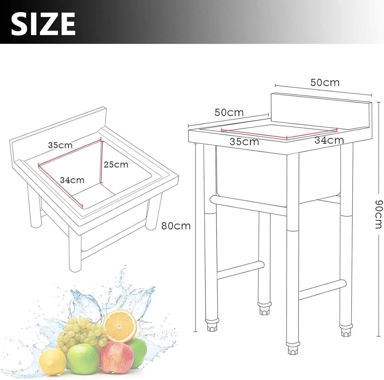 Single Bowl Sink Stainless-Steel Sink Free Standing Handwashing Station for Indoor Outdoor Prep Sinks with Drainer Unit & Faucet, Silve