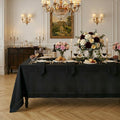 Signature Linen™ by D'Moksha Black Tablecloth, Rectangle Tablecloth 60 x 90 Inch, 100% Pure Linen, Hemstitch, Machine Washable Table Cloth for Dining- Summer