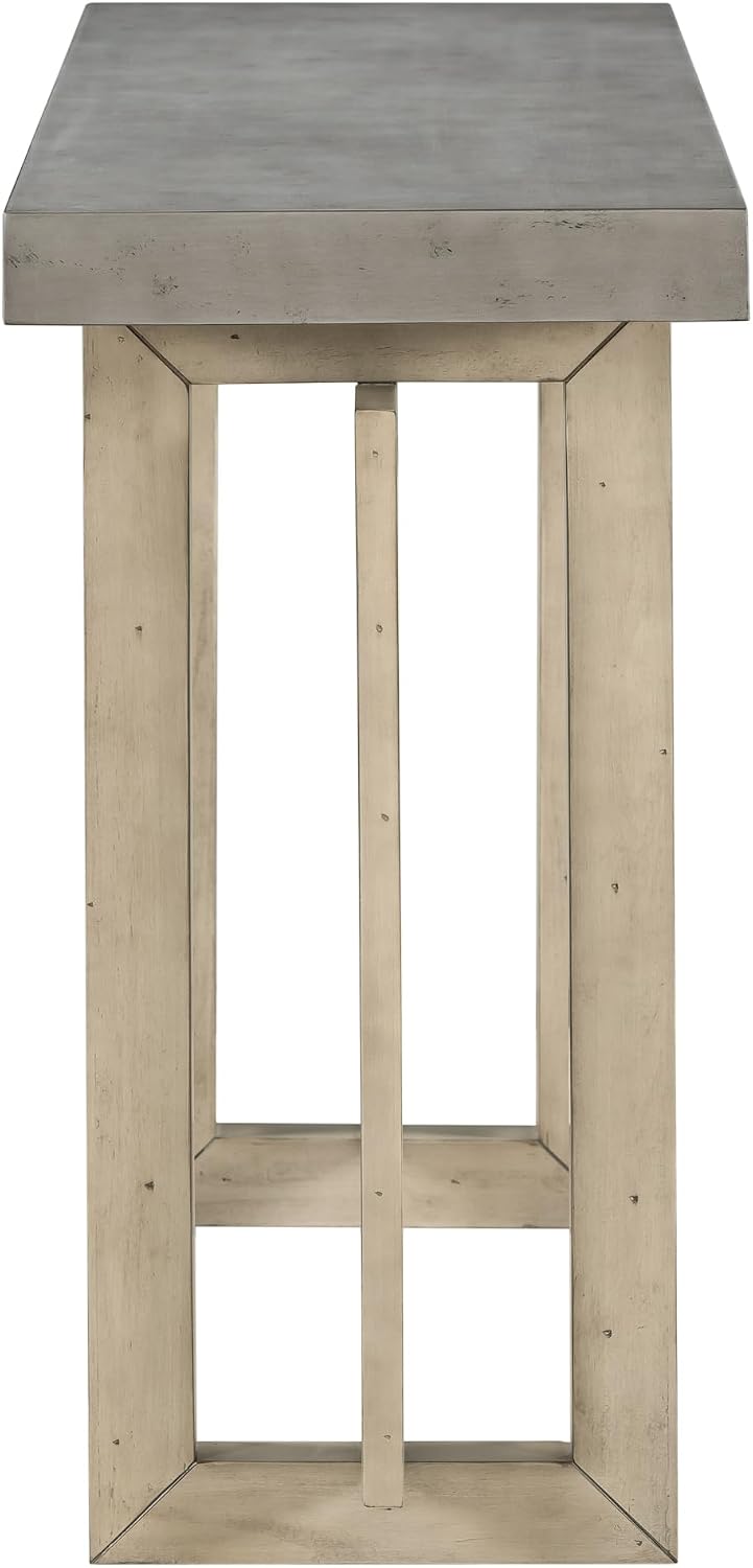 Merax Wood Entryway Console Table, Modern Line Frame with Industrial Concrete Top, for Living Room/Hallway/Foyer, Grey