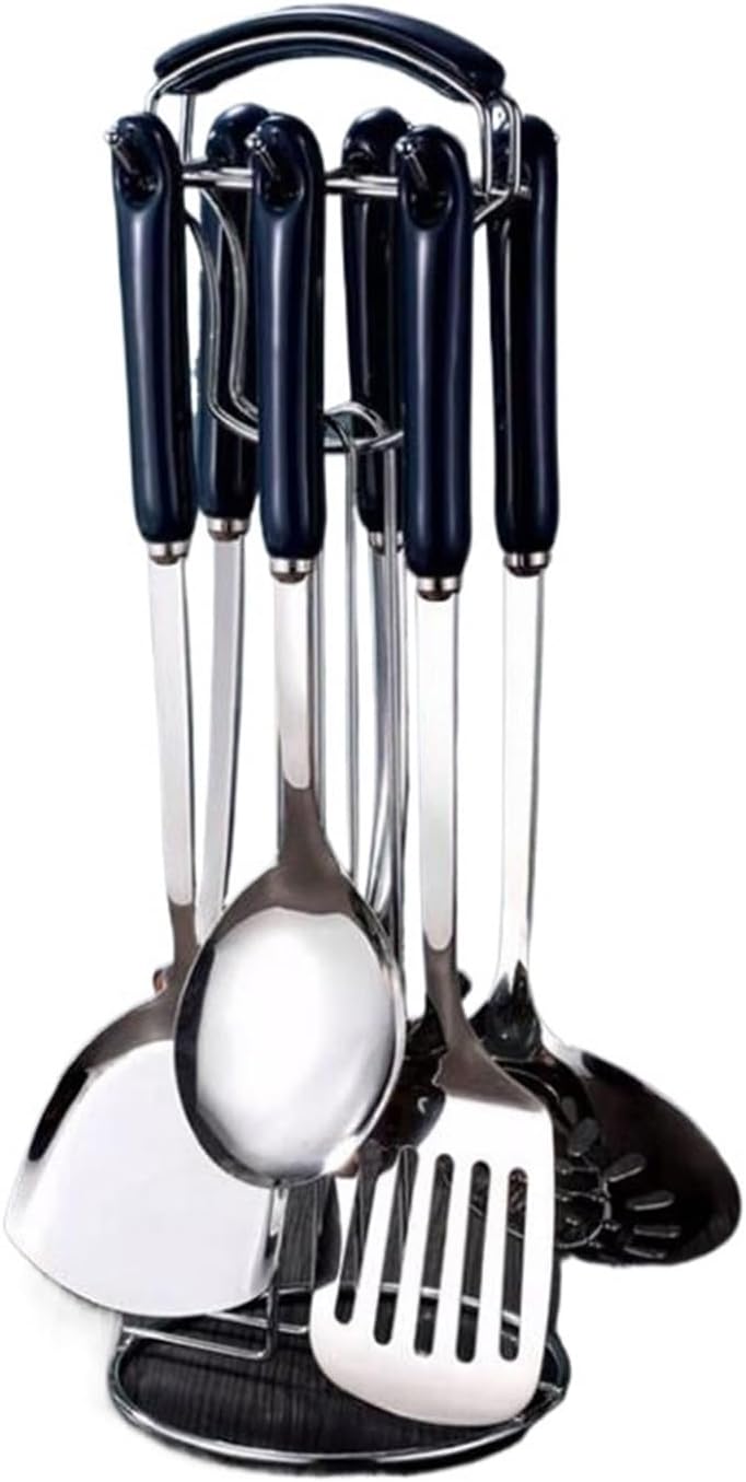 Kitchen Tools Spoons for Cooking Spatulas Cooking Utensils 7 Pieces Stainless Steel Ceramic Cookware Dining Gadgets Sets (Blue)