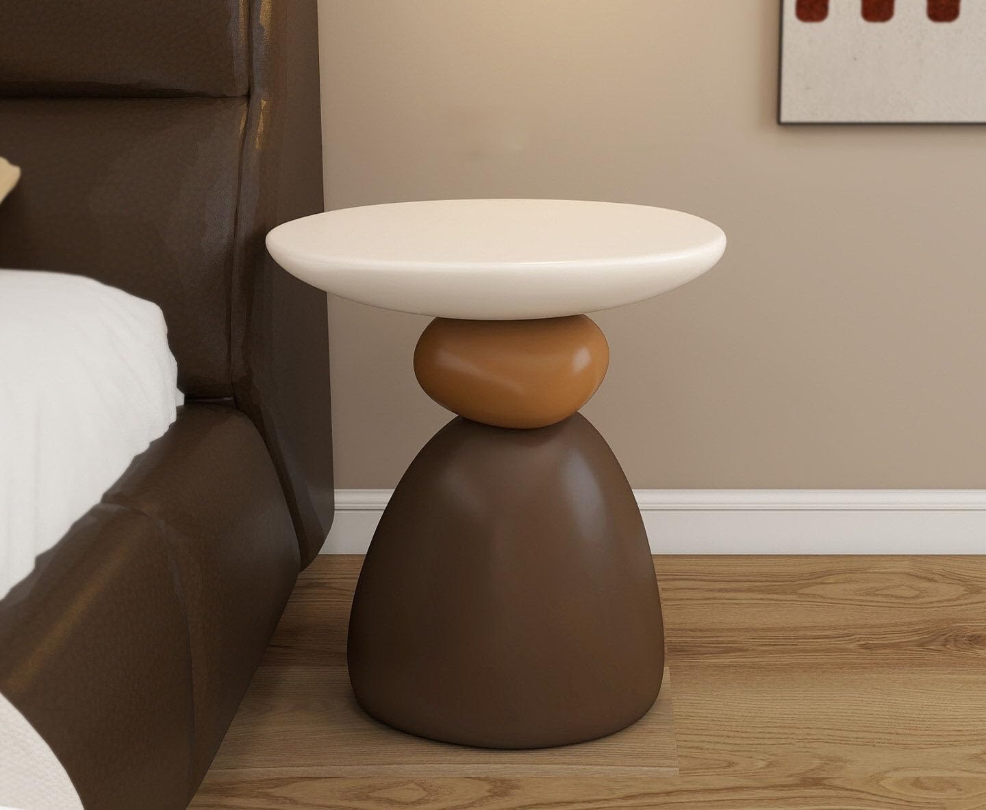 Modern Resin Bedside Table, Decorative Nightstand, Sofa Side Table, Modern Coffee Table, Suitable for Bedroom, Living Room, Balcony (White, Large)