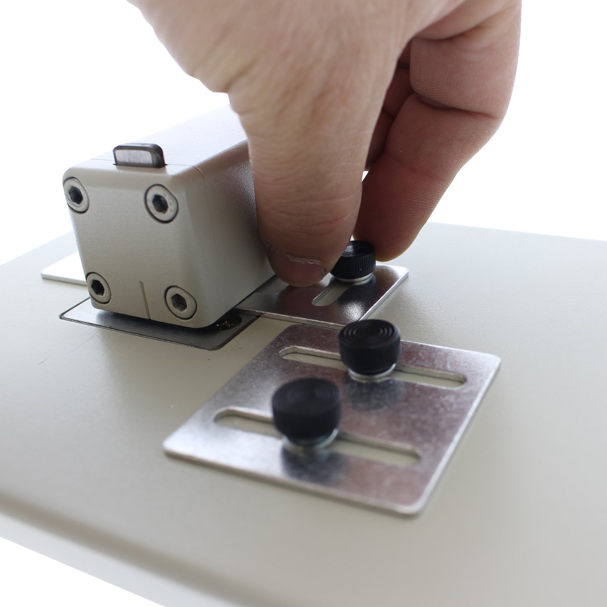 Heavy Duty Table Top Slot Punch for ID Card Badges with Precision Adjustable Top & Side Slide Guides - Badge Hole Puncher for Standard Horizontal & Vertical I'd Cards by Specialist ID