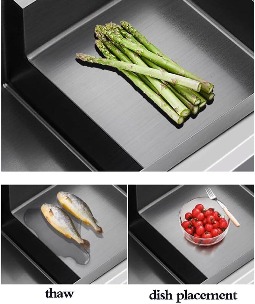 Kitchen Sinks, Single Bowl High and Low Stepped Single Bowl Sink Kitchen Stainless Steel Sink Home Countertop Basin Balcony Pool (